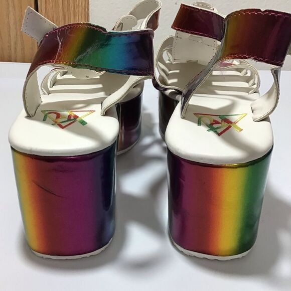 Dolls Kill Y.R.U. Chariot Chunky Platform Loafers Holographic Size 9 - Picture 5 of 10